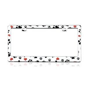 Paw Print & Heart Design - License Plate Frame